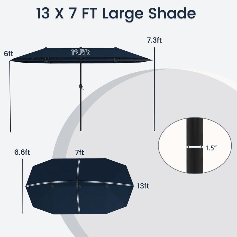 Patio Umbrella Outdoor Double-Sided Table Market Umbrella with Crank Handle