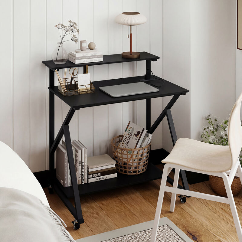 Compact Rolling Computer Desk with Power Outlets for Small Spaces image number 6