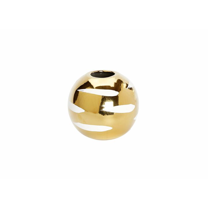 Gold Vase with White Block Design