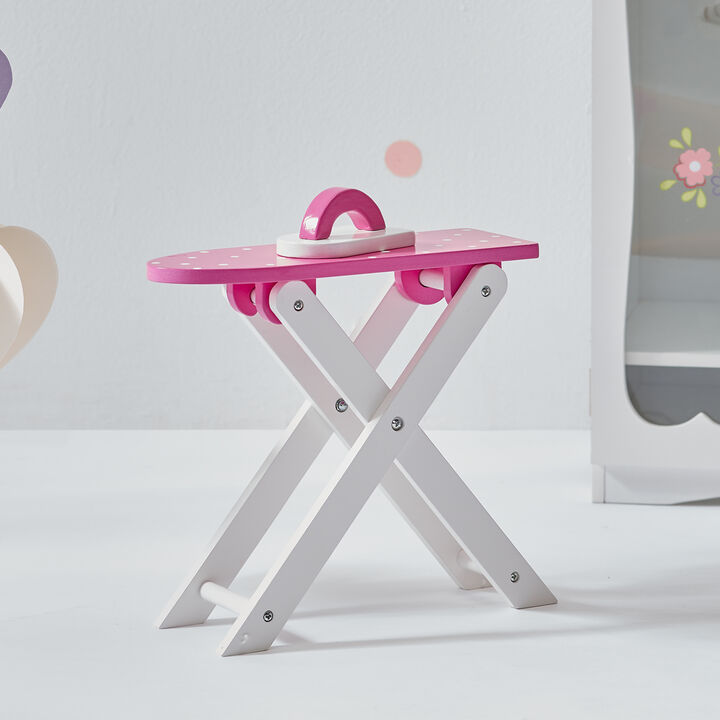 Olivia's Little World Little Princess Dolls Ironing Board and Iron for 18" Dolls, Pink/White