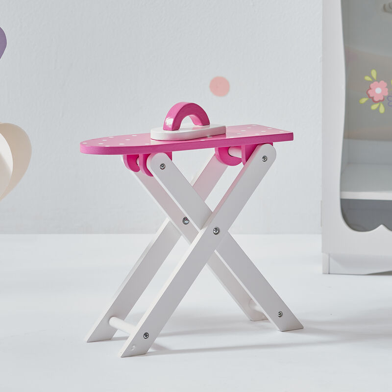Olivia's Little World Little Princess Dolls Ironing Board and Iron for 18" Dolls, Pink/White image number 0