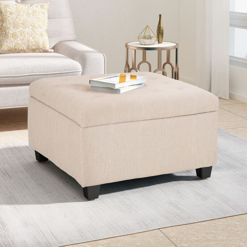 Streamdale Chic Waffle-Stitch Storage Ottoman Unclutter in Style image number 2