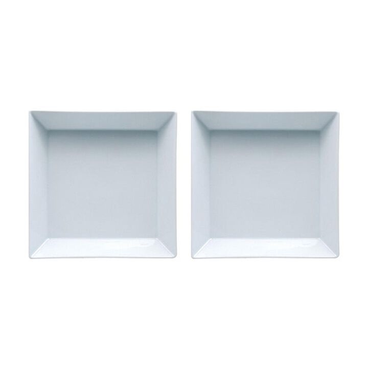 Merid 8.5" x 8.5" x h:1.75" 37 oz. Square White Porcelain Bowl (Set of 2)