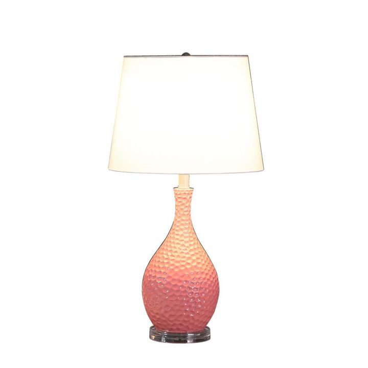 Hivvago 28" Pink Hammered Urn Table Lamp With White Tapered Drum Shade