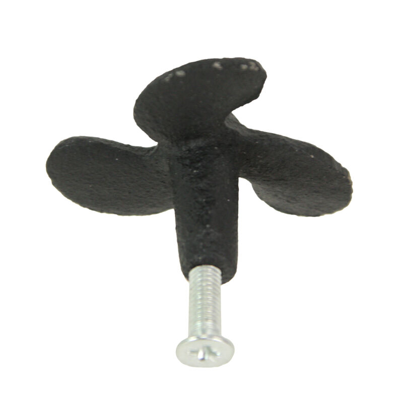 Set of 6 Rustic Black Cast Iron Boat Propeller Drawer Pulls - Nautical Decor with Weathered Charm - 1.75 Inches in Diameter, Perfect for Cabinets and End Tables image number 3