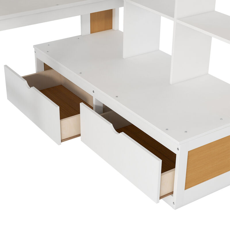 Merax Loft Bed with Desk and Storage Staircase