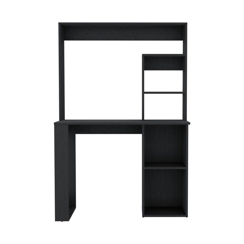 Maine Desk With Hutch and  Shelves -Black