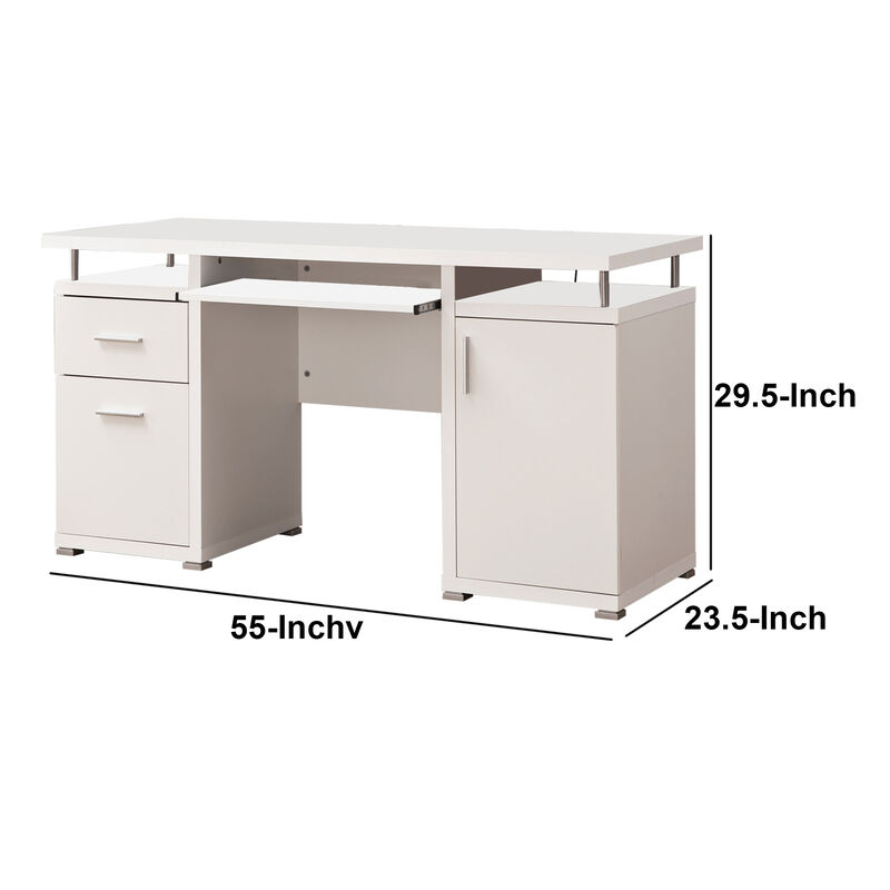 Elegant white Computer desk with efficient Storage image number 5