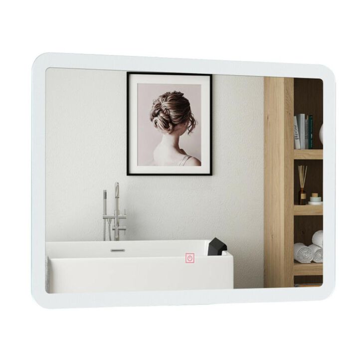 Hivvago LED Wall-mounted Bathroom Rounded Arc Corner Mirror with Touch