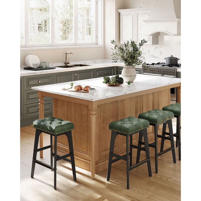 Set of 2 Upholstered Counter Height Bar Stools for Casual Dining Spaces