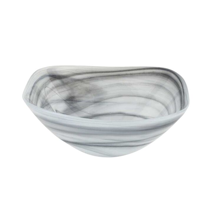 HomeRoots 10" Alabaster Glass Square Salad Bowl