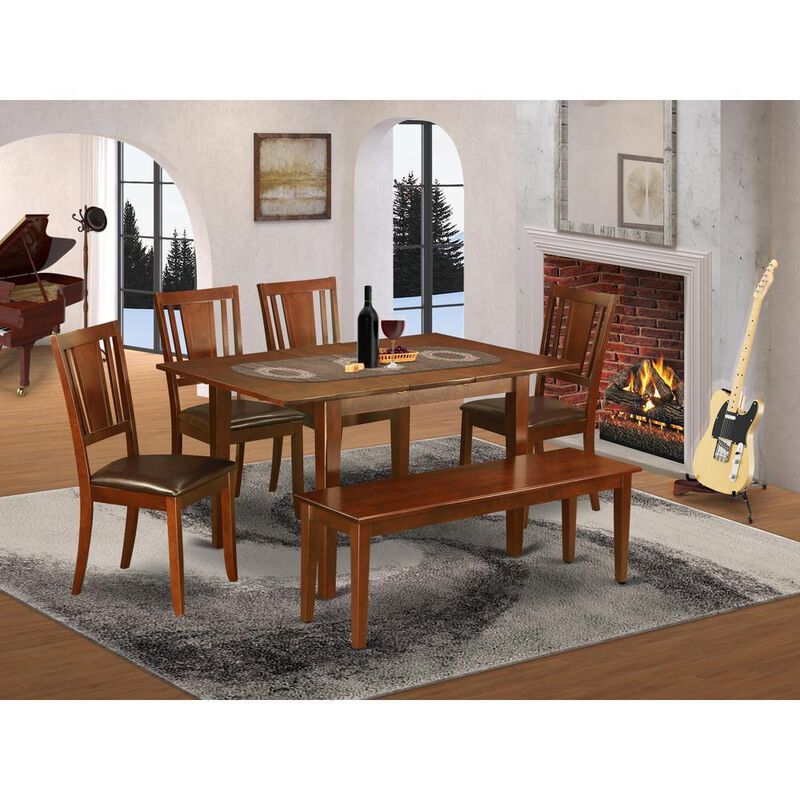 6 Pc Kitchen nook Dining set-breakfast nook and 4 Dining Chairs and Bench