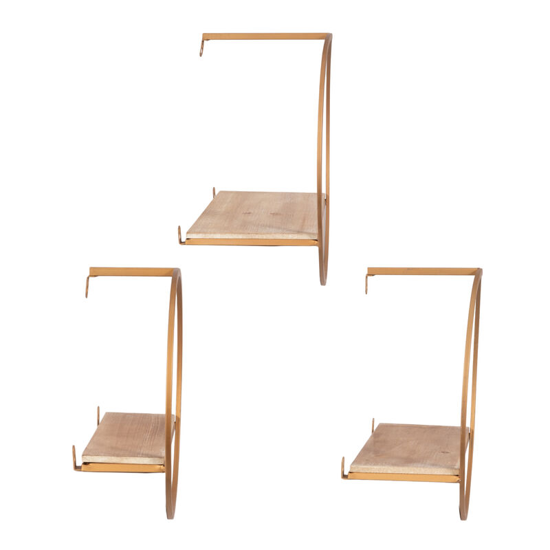 S/3 Metal & Wood Wall Shelves image number 3