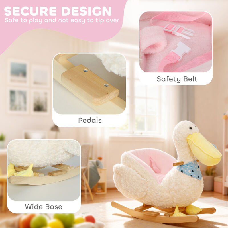 BreeBe Baby Rocking Horse Toy with Pelican Design and Duck Sound image number 4