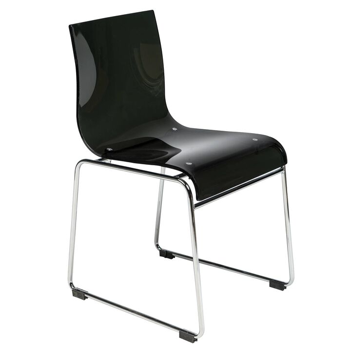 LeisureMod Lima Modern Acrylic Chair with Molded Seat and Chrome Legs, Stylish and Durable Design Perfect for Kitchen, Dining Room, Office, or Lounge