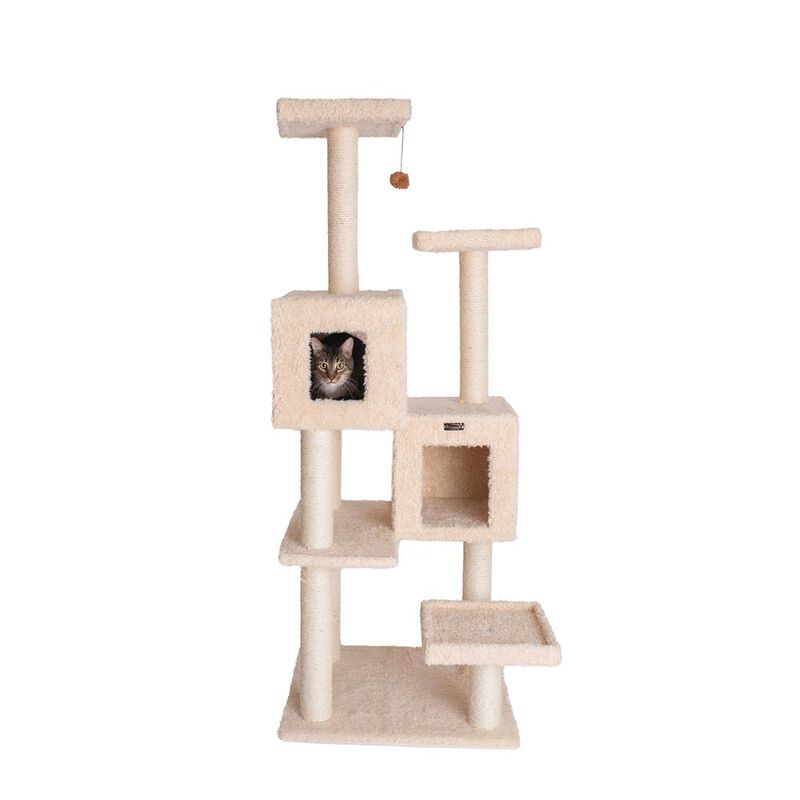 Armarkat Multi-Level Real Wood Cat Tree With Two Spacious Condos
