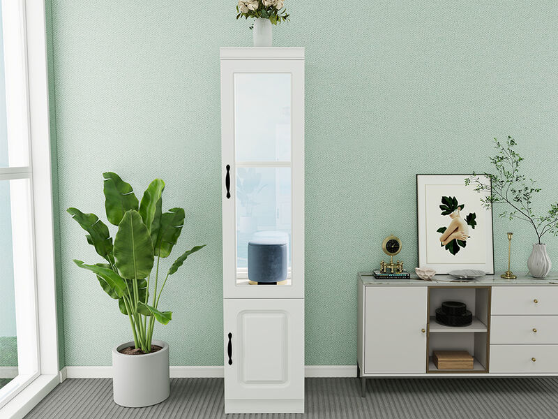 Armoire Wardrobe Closet Cabinet with Door, Armoire Wardrobe Closet with Mirror and Hanging Rod, Wood Closet Storage Wardrobe for Large Storage, Armoires and Wardrobes White