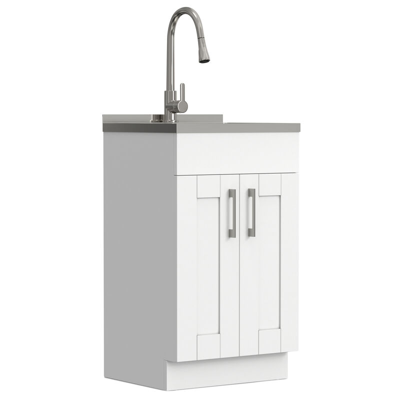 Modern Wide Shaker All-In-One 20-inch Laundry Utility Sink and Cabinet image number 5