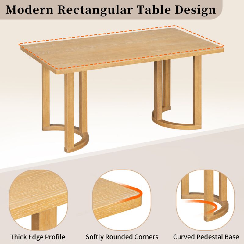 Curquu 7‑Piece Modern Farmhouse Dining Set image number 5
