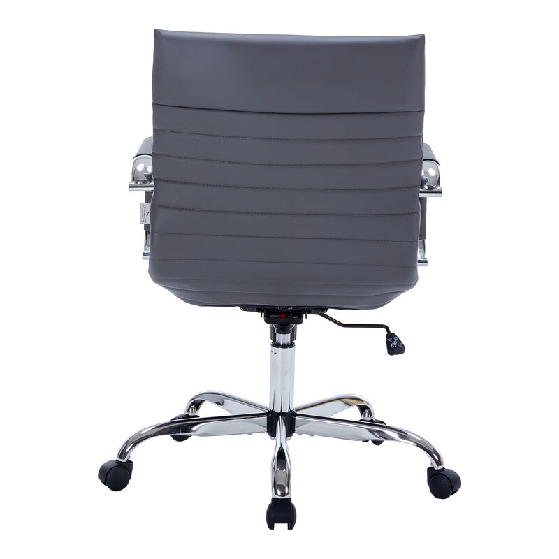 LeisureMod Harris Ergonomic Office Chair, Leather Upholstery with Adjustable Height, Lumbar Support, Swivel and Chrome Base for Home or Office