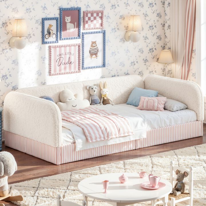 Kekges Teddy Boucl&eacute; Upholstered Kids Daybed Frame
