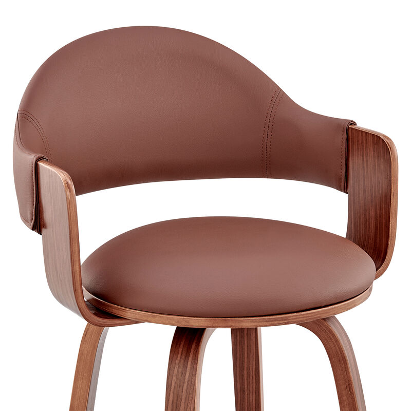 Daxton Gray Faux Leather and Walnut Wood Bar Stool image number 5