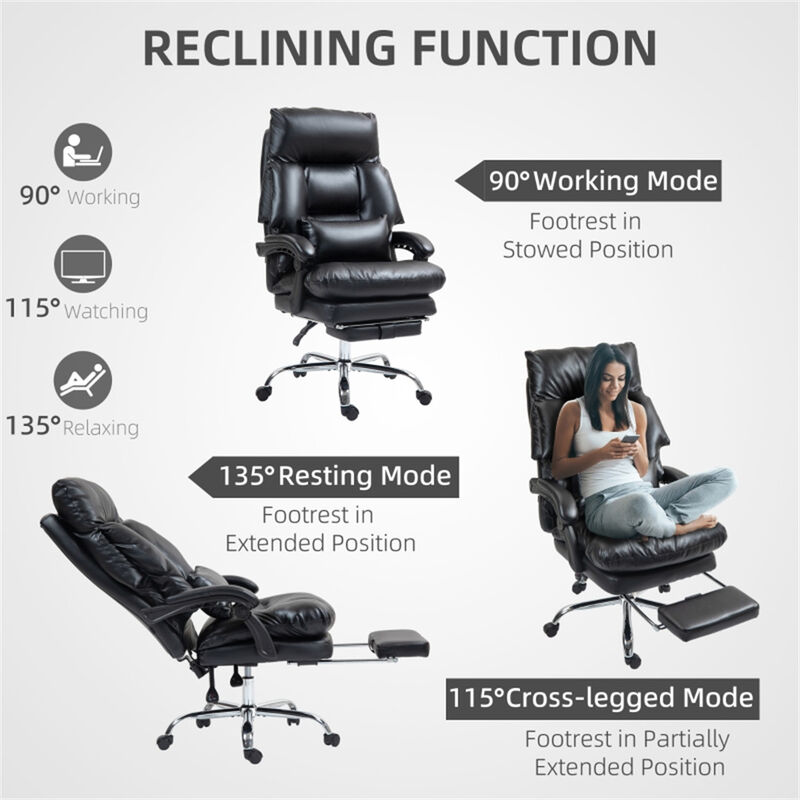 Ergonomic Massage Office Chair with Armrests and Reclining Tilt Function