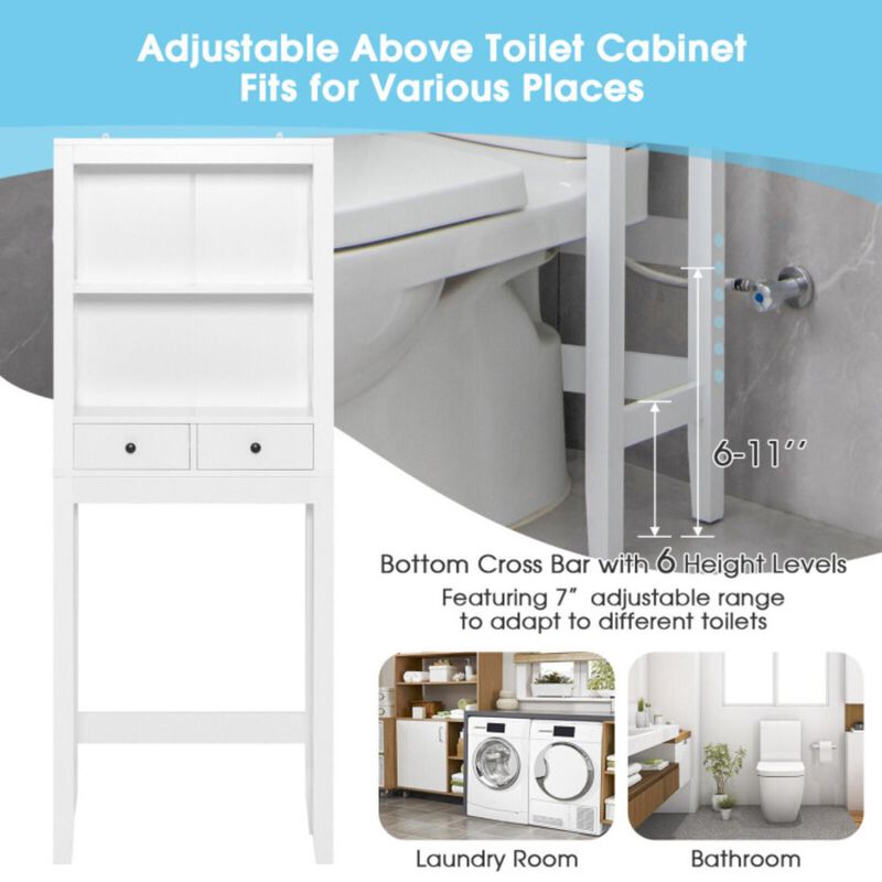 Hivvago Over the Toilet Storage Rack Tall with Drawers Shelves and Adjustable Bottom Bar