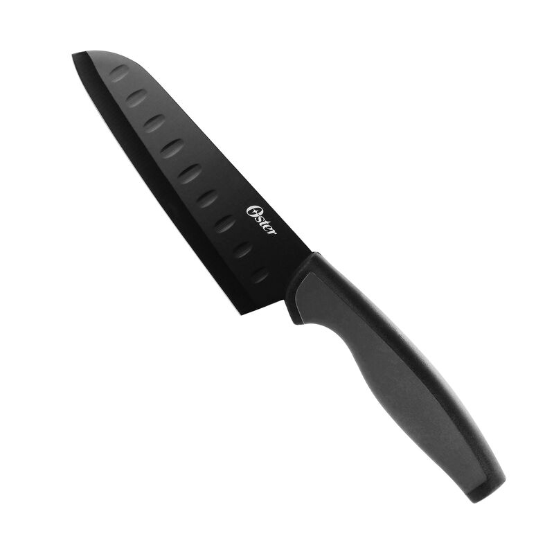 Oster Slice Craft 2 Piece Stainless Steel Santoku Knife Set in Black