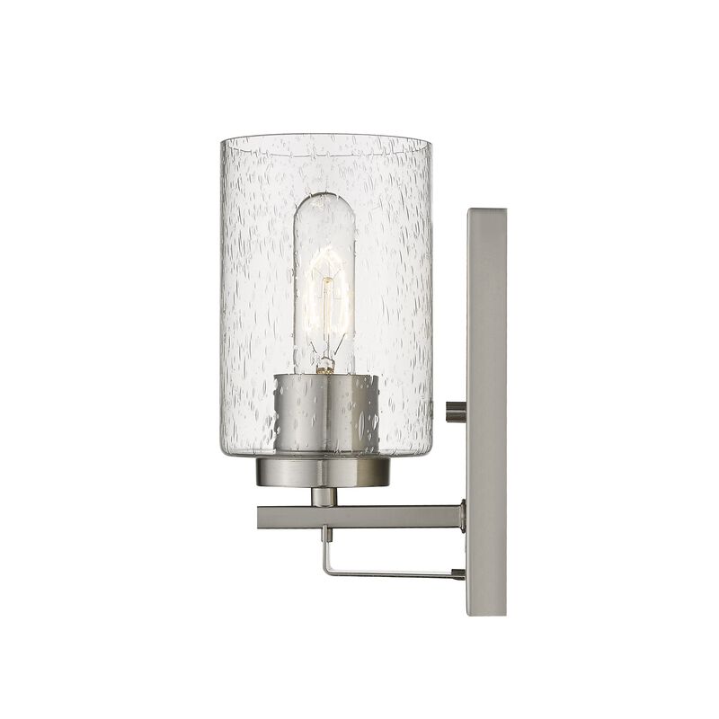 Hivvago Silver Metal and Textured Glass Wall Sconce