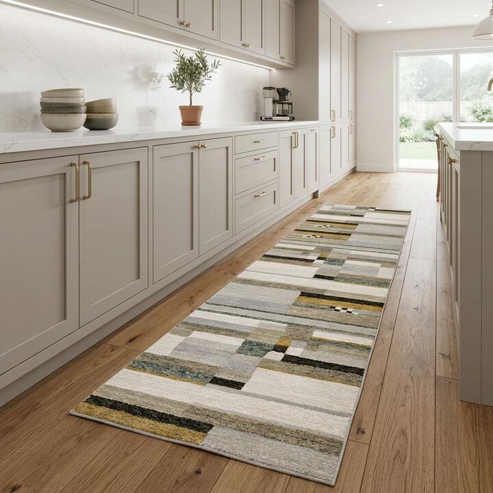 HomeRoots Geometric Runner Rug