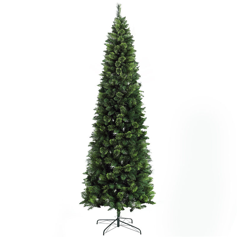 HOMCOM 9' Skinny Artificial Christmas Tree with Auto Open, Pine Needles