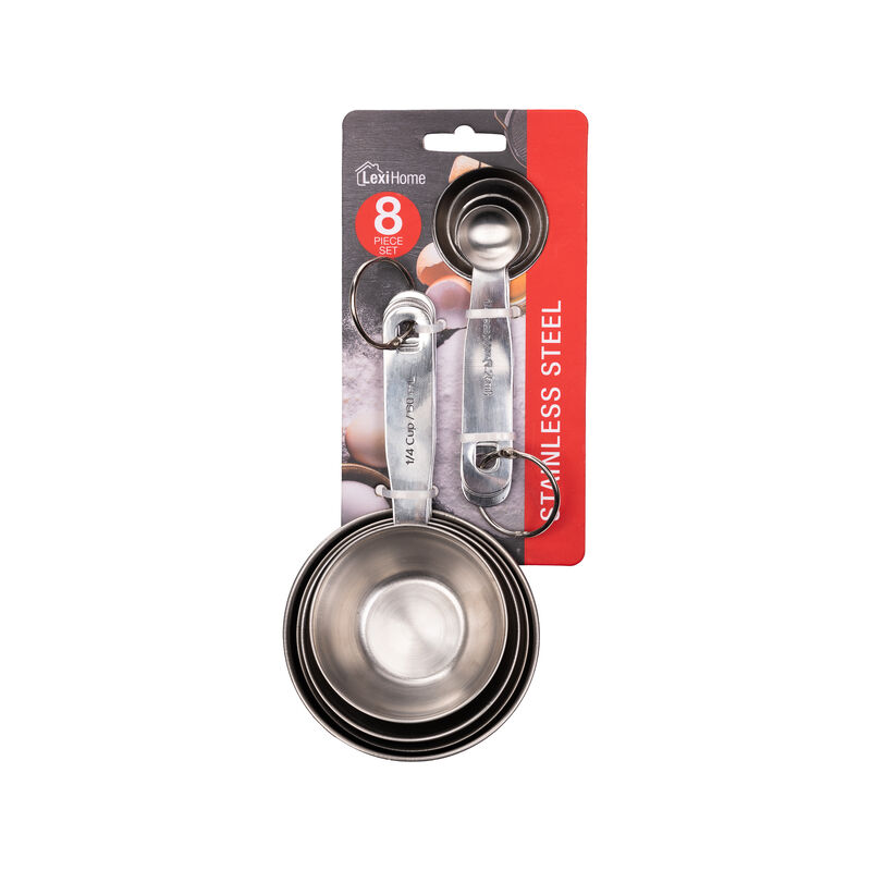Premium 8 pc. Stainless Steel Measuring Cup and Spoon Set