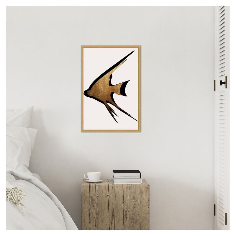 Gold Fish by Eins Kubistika Framed Canvas Wall Art