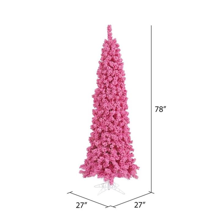 Flocked Pencil Fir Artificial Christmas Tree, 555 Tips
