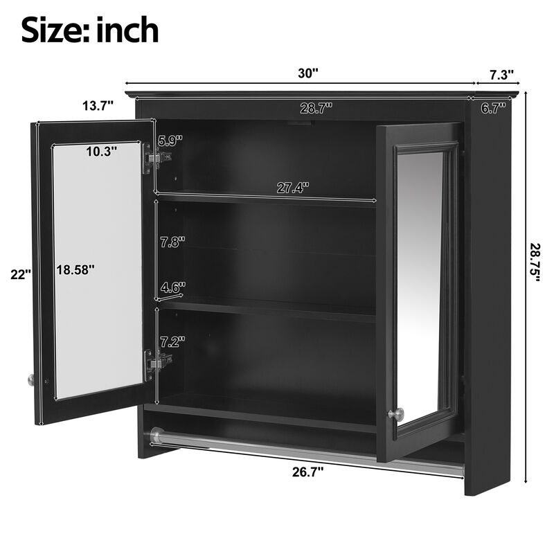 ELEMENT ACE 3-in-1 Wall Mounted Bathroom Mirror Medicine Cabinet with Adjustable Shelves, Soft Close Doors, Hidden Storage and High-Definition Mirror for Vanity image number 2