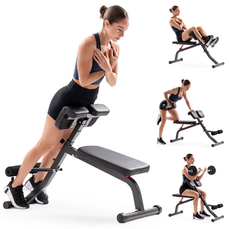 Sunny Health & Fitness Adjustable Roman Chair & Hyperextension Bench for Back, Core & Glute Training image number 9