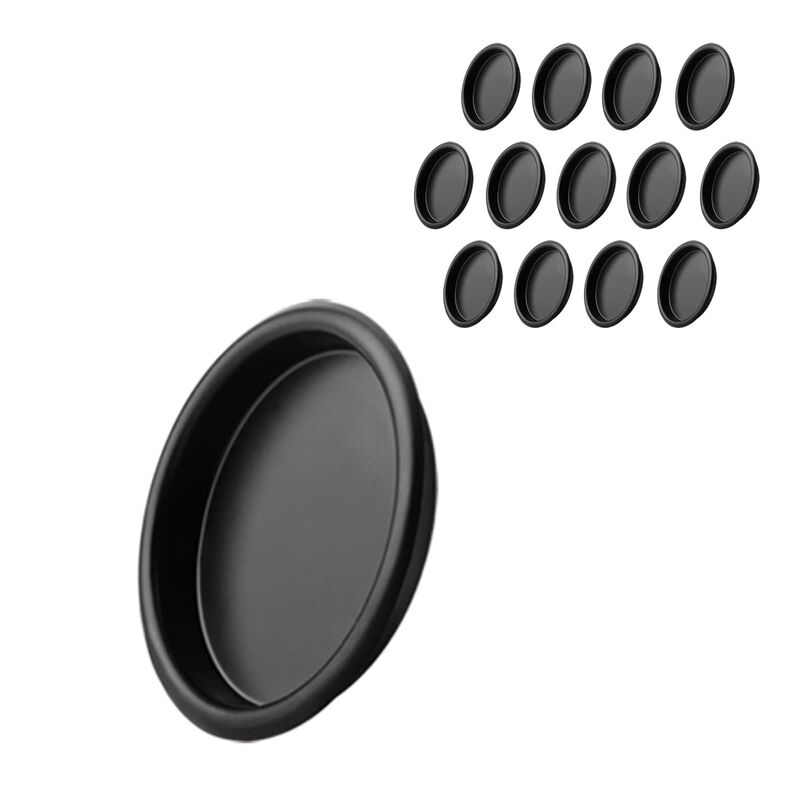 KOVOSCH 14 Pack Closet Door Finger Pull Black - 2-1/8Round Sliding Finger Door Pull, Easy Snap-in Installation