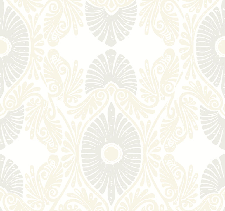 Villa Bone Embellished Ogee Wallpaper