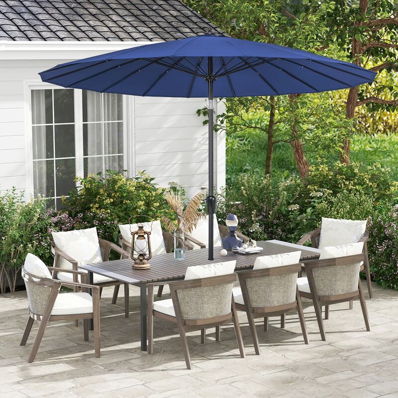 Mondawe 9 Feet Aluminum Market Round Patio Umbrella with 18 Fiberglass Ribs