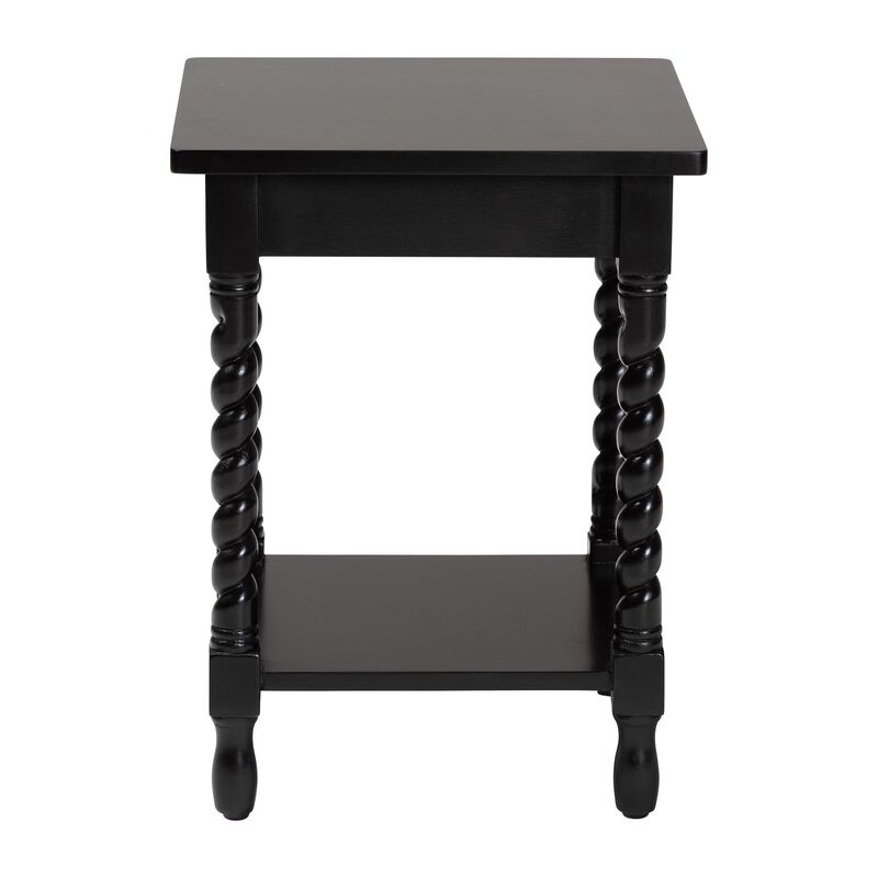 Baxton Studio Niklas Nightstand with Twisted Legs - 1-Drawer Bedroom Side Table with Storage Shelf