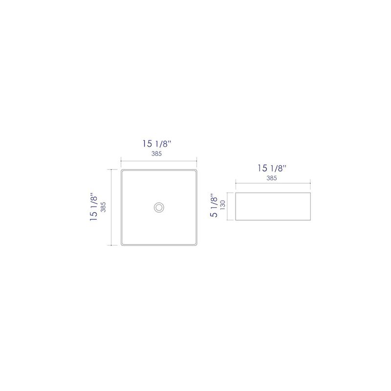 ALFI brand Black Matte 16 Modern Square Above Mount Ceramic Sink