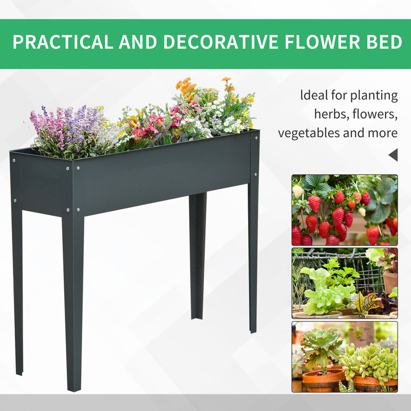 Hivvago Raised Garden Planter Metal Box with Drainage Holes image number 4