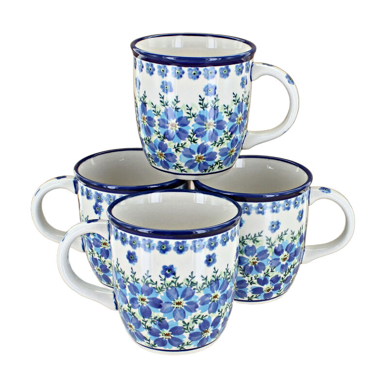 Blue Rose Polish Pottery Xena 4 Piece Mug Set