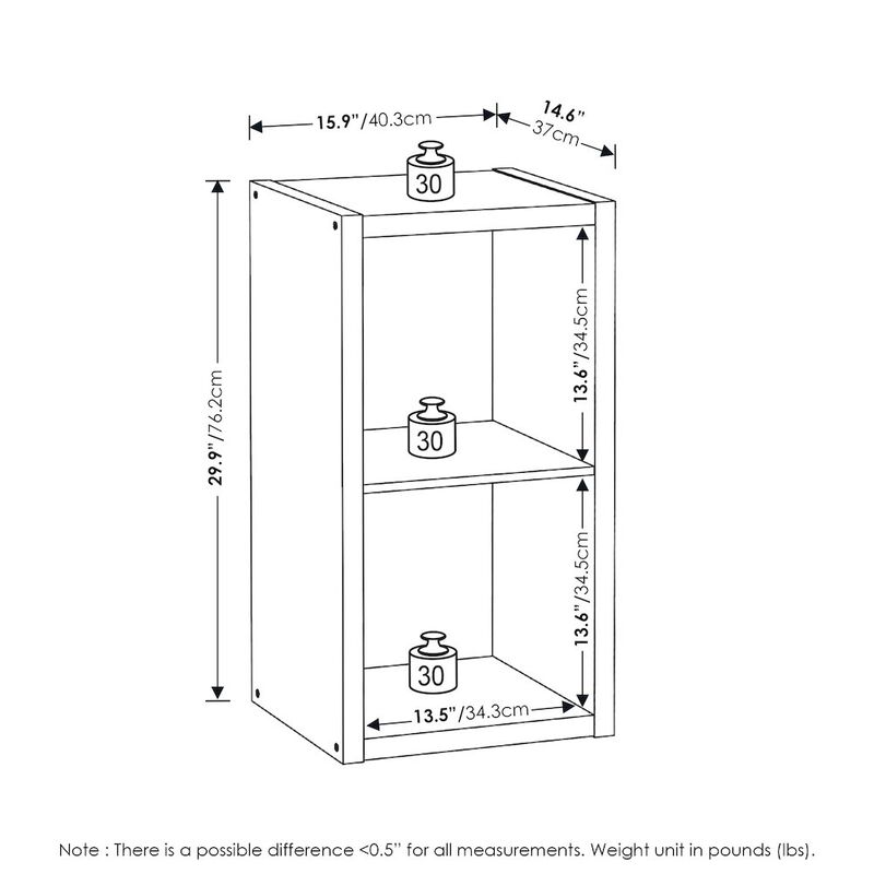 Cubicle Open Back Decorative Cube Storage Organizer, 2-Cube, Amber Pine