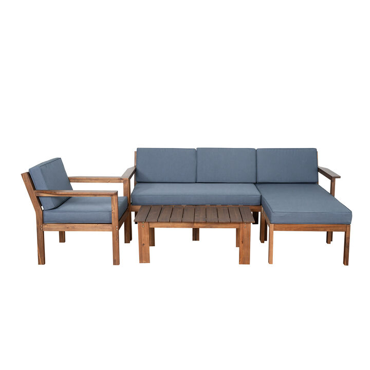 Merax 3 Pieces Outdoor Patio Set with L Shaped Couch