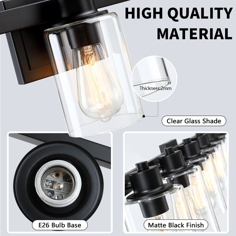 50" 6-Light Dimmable Indoor Wall Sconce with Clear Glass Shades image number 8
