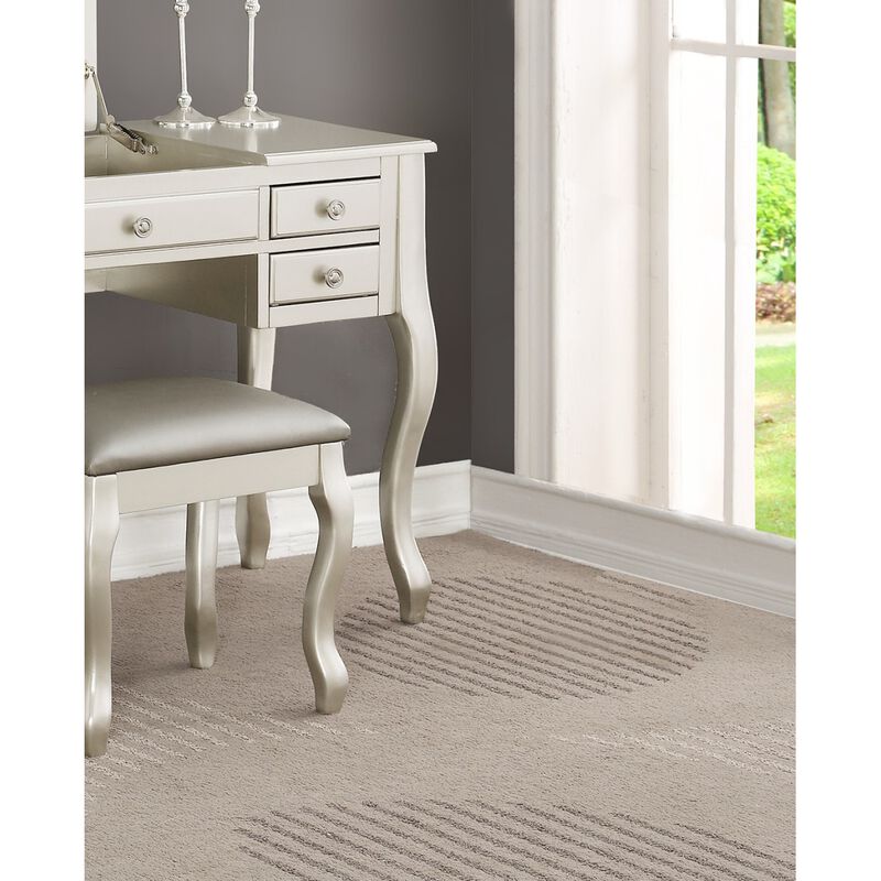 Silver Vanity Set with Unique Legs and Cushion Seat