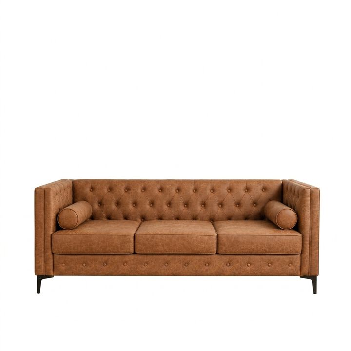 Drujep 78.5" Faux Leather Sofa