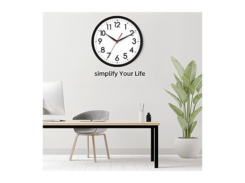 Classic Black Wall Clock 18 Inch Silent Non Ticking Battery Operated image number 3